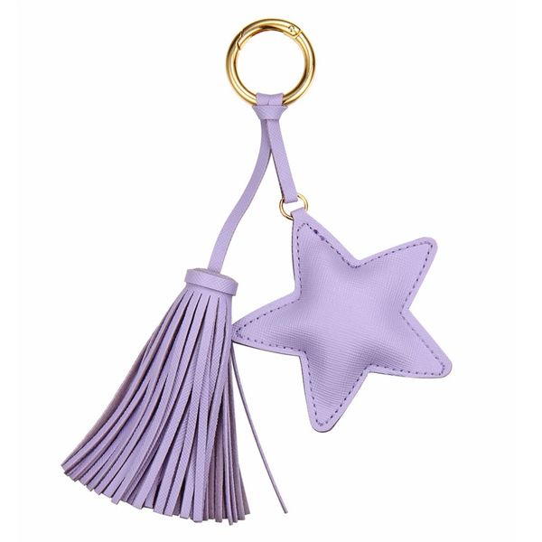 

lovely key chain accessories women tassel key ring leather stars design car keychain car interior decoration, Slivery;golden