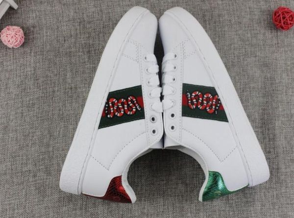 

Fashion G-G Men Women Low Cut White Black Loafers Sneakers Ace Embroidery Small Bee Snake Casual Flat Shoes Unisex Designer Shoes 36-44