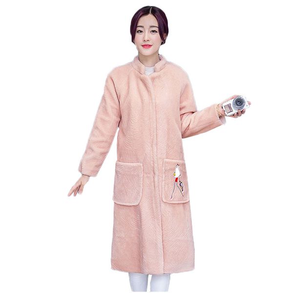 

wool fur coat for women 2018 new winter women fur coat jackets warm long section cashmere wool female winter sheep sheathed, Black