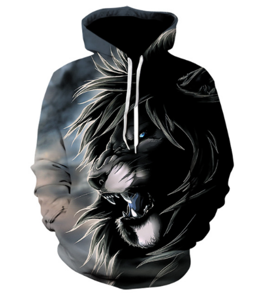 

новая мода женщины / мужчины tiger lion забавный 3d printed повседневный длинным рукавом осень зима толстовки толстовка k123, Black