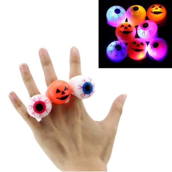 

halloween party decoration glow pumpkin eyes ring toy cartoon eyesball led finger ring with plastic safety led supplies