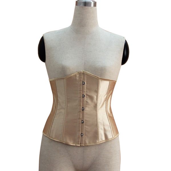 

gold satin waist training corset sateen coutil contoured waist trainer tightlacing gothic waist cincher underbust corsets plus size 2833sd, Black;white