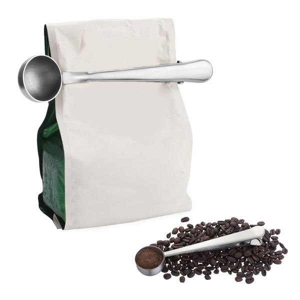 

dozzlor 1pc sainless steel coffee spoon with bag seal clip kitchen tool ice cream spoon multipurpose coffee measuring