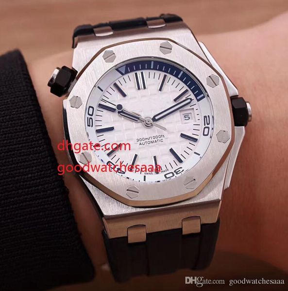 

factory supplier luxury watch men automatic mechanics men's white face glass 26703 rubber strap bands fashion mens watches, Slivery;brown