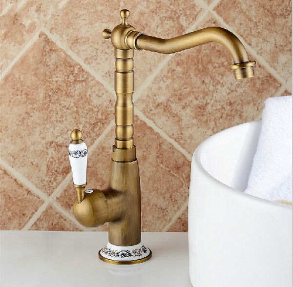 

2015 antique brass ceramic faucet new flower antique basin faucet sink tap brushed bronze bathroom