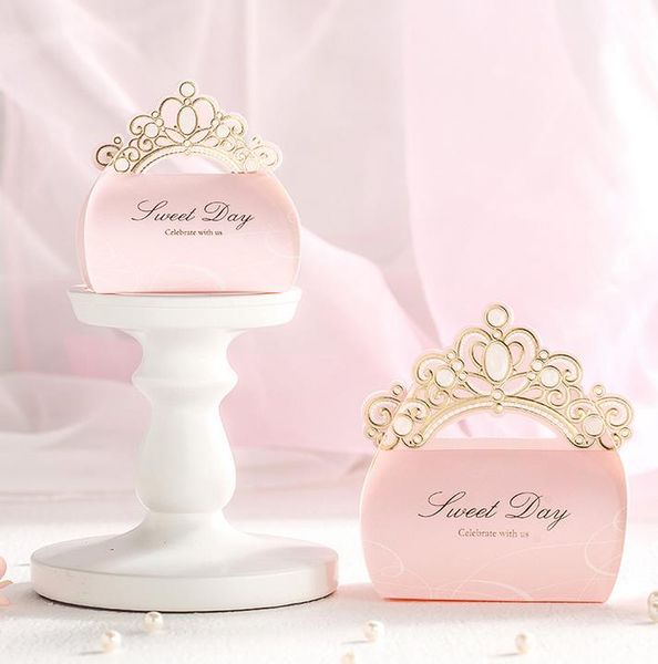 Rosa Goldkrone, lasergeschnitten, für Hochzeiten, Geschenkboxen, Schokoladentüte, Babyparty, Party, Geschenk, Pralinenschachtel, Geschenkverpackung für den süßen Tag