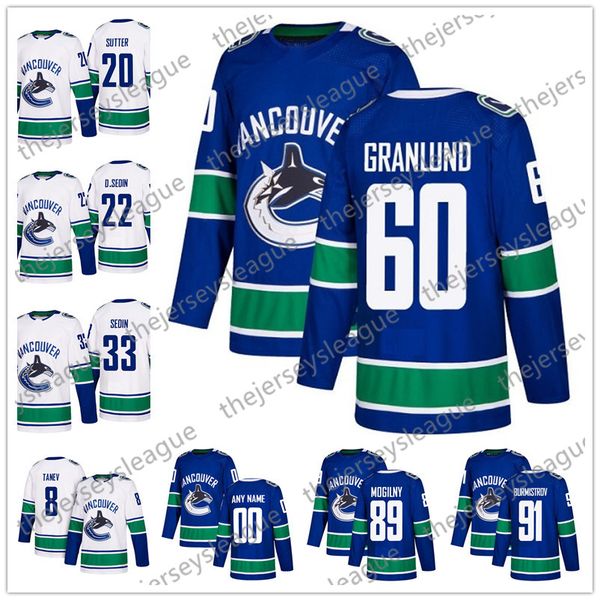 

Vancouver Canucks 2018 New Brand #53 Bo Horvat 55 Alex Biega 60 Markus Granlund 89 Sam Gagner White Ice Hockey Jerseys