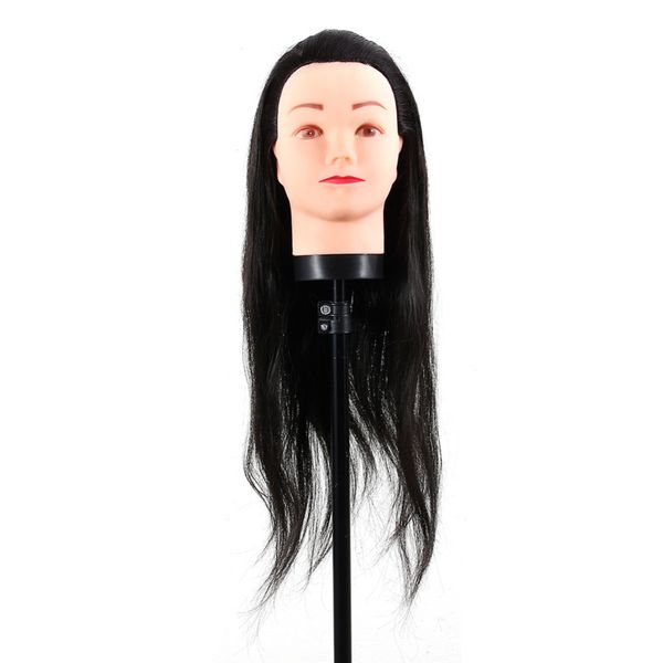 

hairdressing dummy head barber hairdresser training mannequin hairdressing mannequin doll with clamp black hair accessories, Brown