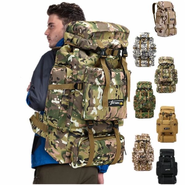 

70l camo tactical backpack army waterproof hiking camping backpack travel ruck ack outdoor port climbing bag mk635