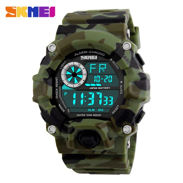 

skmei sports watches men alarm 50m waterproof watch led back light digital wristwatches relogio masculino 1019, Slivery;brown