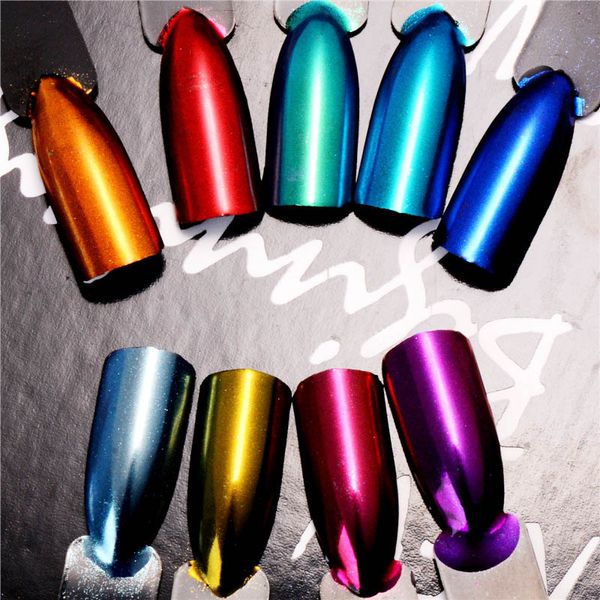 

mtssii chameleon mirror nail glitter powder dust manicure chrome shinning powder nail art glitter aurora pearlescent decorations, Silver;gold