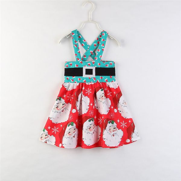Christmas Baby Girl Dress Toddler Kids Strap Cartoon Dress Xmas Party Clothes Dresses