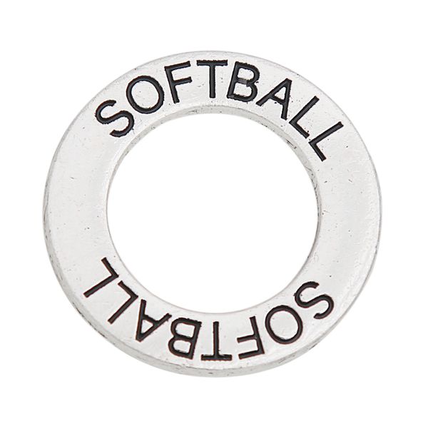 

wholesale fashion 19mm round softball affirmation circle charms both side alloy ring accessories 50pcs aac1743, Bronze;silver