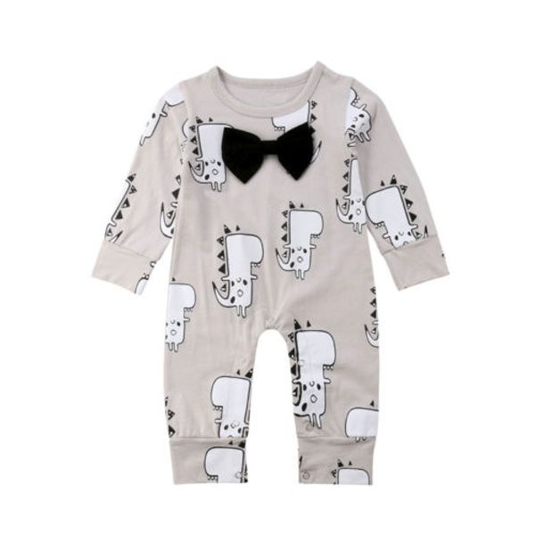 

baby boys cute animal dinosaur cotton bow romper jumpsuit long sleeve warm clothes newborn baby boy clothing 0-24m, Blue