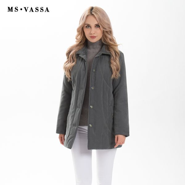 

ms vassa women parkas low price clearance sale autumn winter classic ladies jacket micro moss padding coat s18101503, Black