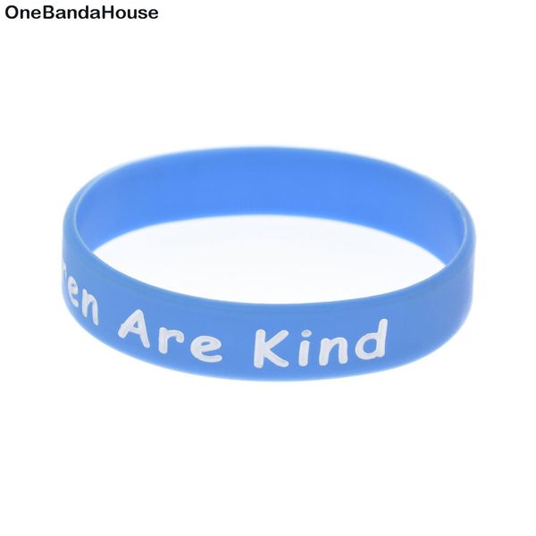 

1pc children are kind silicone bracelet blue show your support for them by wearing this jewelry, Black
