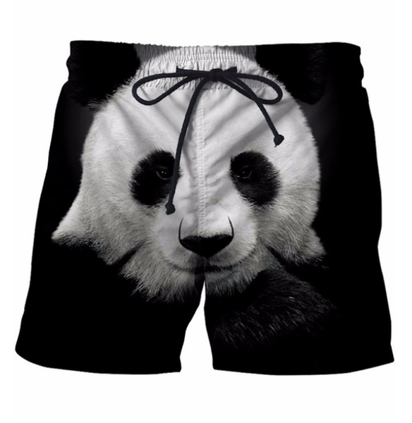 

mens black short pants cute panda print 3d shorts hip hop streetwear board shorts hipster beach shorts, White;black