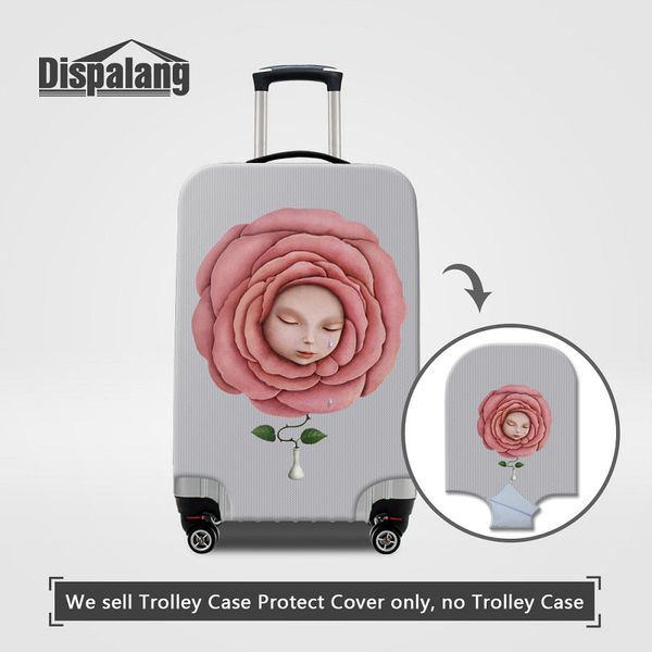 

women's fashion luggage protective cover for 18 to 32 inch trolley suitcase funny cartoon students kids rain dust covers travel accesso, Black