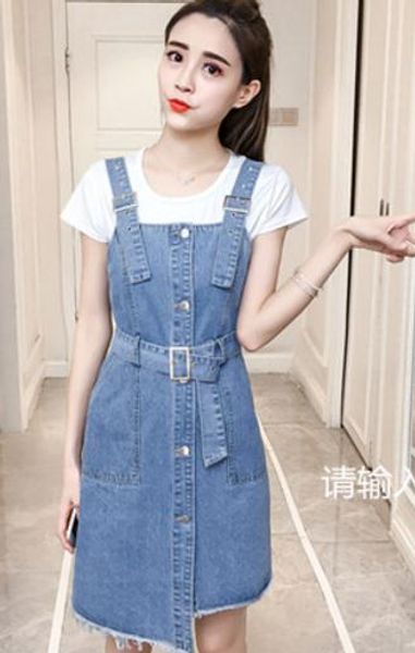 

denim dress 2018 summer new style korean fashion return to the ancients cultivate one's moral character dress tide, Black;gray