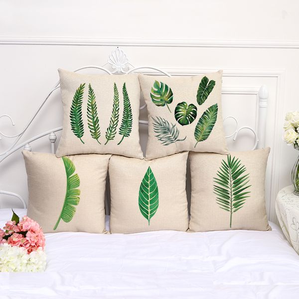 

green plants print cotton flax pillow case cover car sofa pillow sham armchair for living room bedroom study room dining room l myj 034