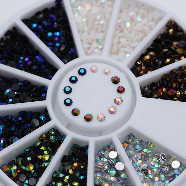 

1 box 2mm ab crystal rhinestones flat bottom round 5 colors manicure 3d nail art decoration, Silver;gold