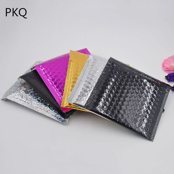 

100pcs 15*13cm glossy black shockproof courier bubble mailer gold aluminum foil bubble mailing mailer shipping pad waterproof