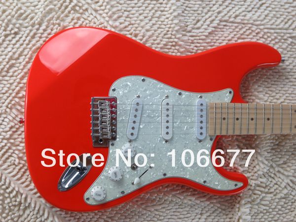 

f st custom red leds pearl white guard board bridge signature electric guitar
