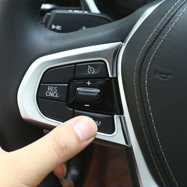 Karbon Fiber Stil Araba Direksiyon Düğmeler Çerçeve Dekorasyon Kapak Trim BMW 5 Serisi için G30 G38 2018 ABS 2 ADET İç Çıkartmaları