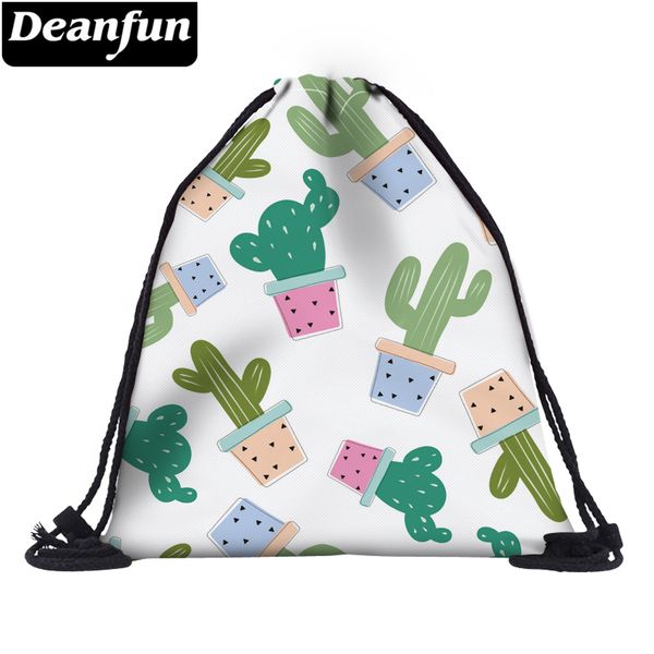 

deanfun 3d printed cactus school bag funny women multifunction drawstring bags 35780
