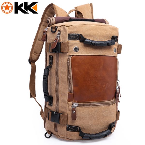 

kaka0208 large capacity khaki function travel canvas backpack male waterproof computer causal men backpacks duffel shoulder bags