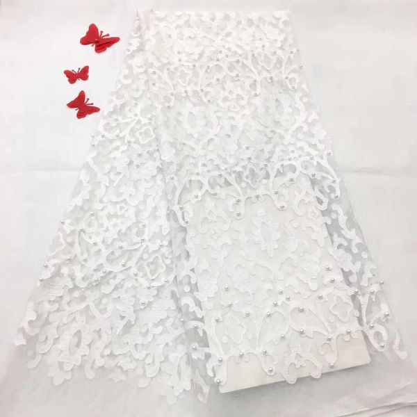 

2018 african laces fabrics embroidered nigerian guipure french cord lace fabric high-quality rose african french net lace fabric, Black;white