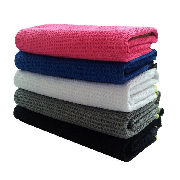 

finger ten golf towel waffle 14''x42'' inch 1pc comfortable sport hook to bag black blue white colors soft towel