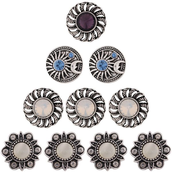 

18mm snap jewelry mix many styles 18mm metal snap buttons ancient silver buttons rhinestone watches snaps jewelry wholesale 10pc, Golden;silver