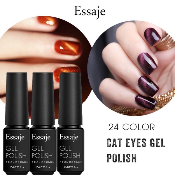 

essaje shiny 3d cat eye magnetic nail gel polish soak off gel varnish uv led lamp base lucky 24 colors lacquer nail art, Red;pink