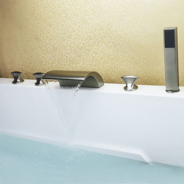 2020 Brushed Nickel Tub Shower Waterfall Faucet Free Ship Roman