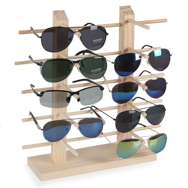 2 pcs 6 pcs 10 pcs High-End Wood Sunglass Display Stand Arrendamento Armazenamento Cremalheira Janela Vidro Explicar Sunglasses Stand Frete Grátis