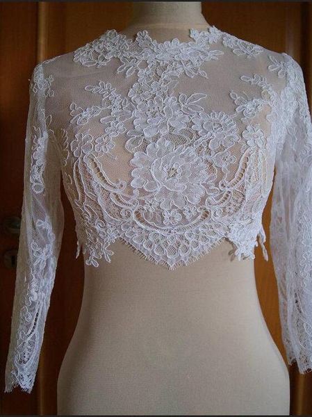 

2018 delicate lace bridal jackets jewel neck cap sleeves illusion appliques tulle white ivor bridal shrugs bolero wrap