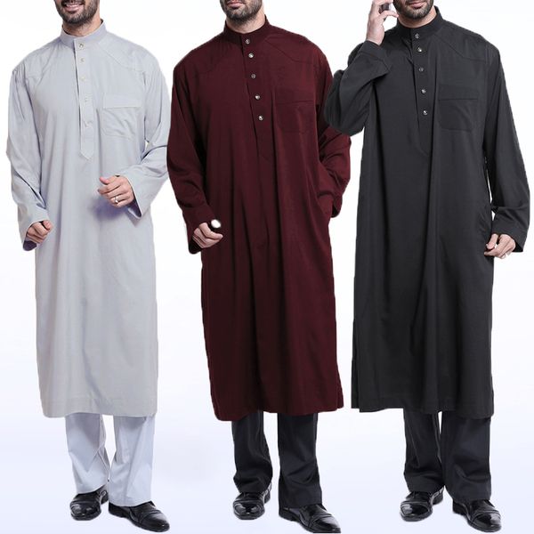 

incerun mens muslim saudi arabic thobe kaftan dress robe long sleeve jubba thobe men saudi arab muslim islamic clothing 5xl 2018, Red