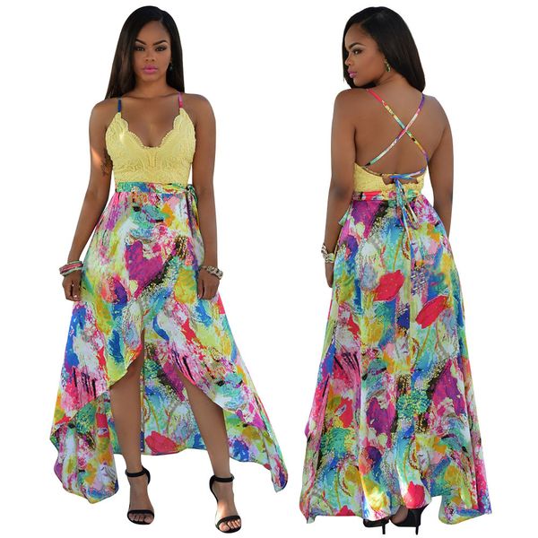 

bohemia slash lace printed dress f0677, Black;gray