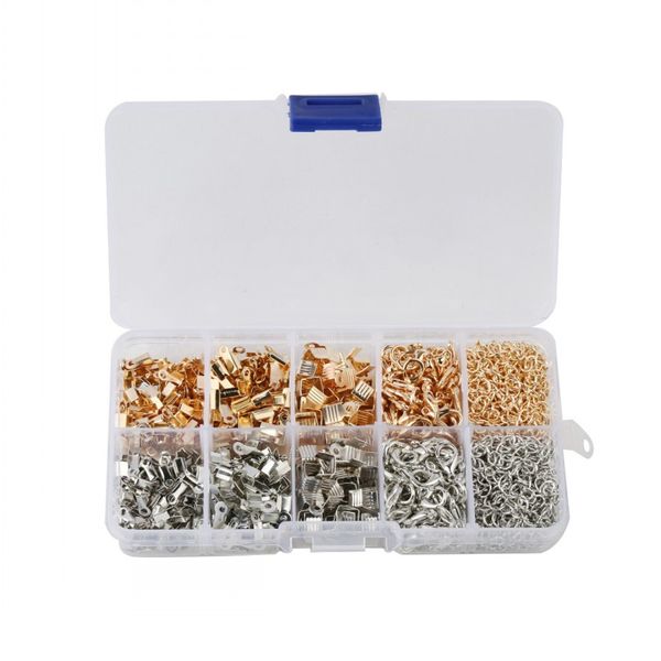 

jewelry findings kit iron fold over cord ends lobster claw clasps jump rings extension chains for jewelry making d842l