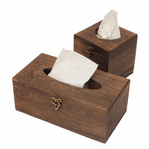 

mayitr retro wooden tissue paper box case napkin cover bar home decoration 2 sizes