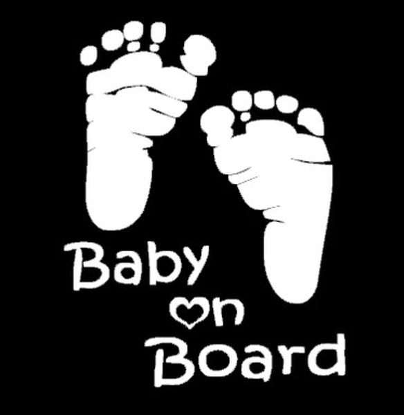 

special car stickers english words baby on board with baby footprint prompt body dacel 20pcs/lot
