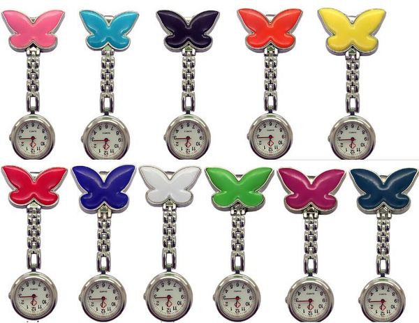 Großhandel 100 teile/los Mix 11 farben Neue NurseWatch Broschen Silikon schmetterling Kette Krankenschwester Uhr NW006