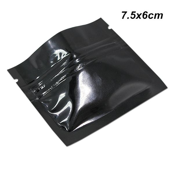 

100шт 7.5x6 см черный алюминиевая фольга zip lock пищевой упаковки мешки для кофе чай порошок самоуплотняющаяся майларовая фольга для хранен