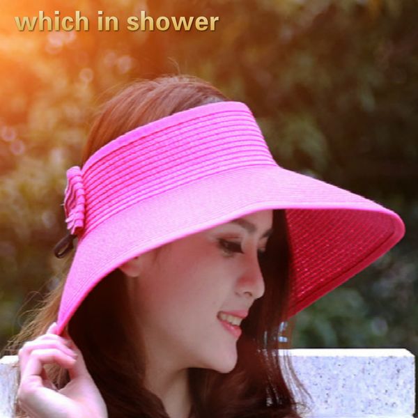 

which in shower summer sun hats for women foldable big brim straw hat women outdoor sunscreen beach panama fashion female cap, Blue;gray