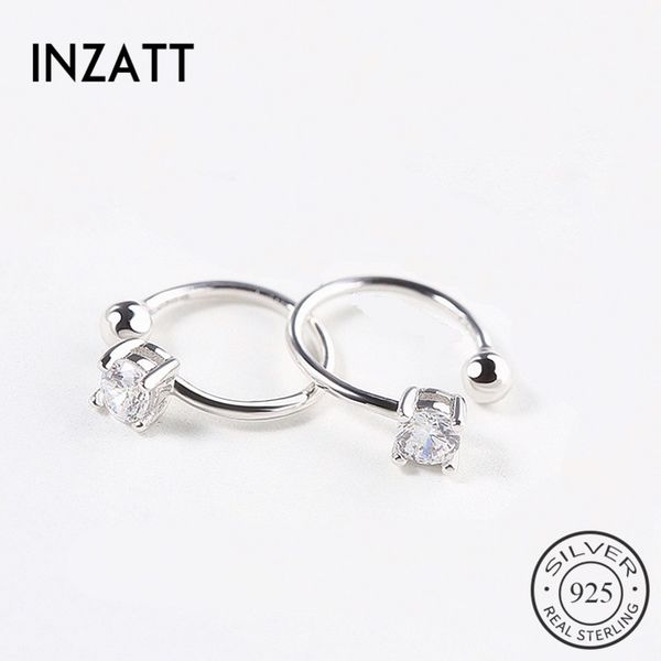 

inzacute high qualitity 925 sterling silver women clip earrings round bead bright crystal new party bijoux accesssories gift, Golden;silver