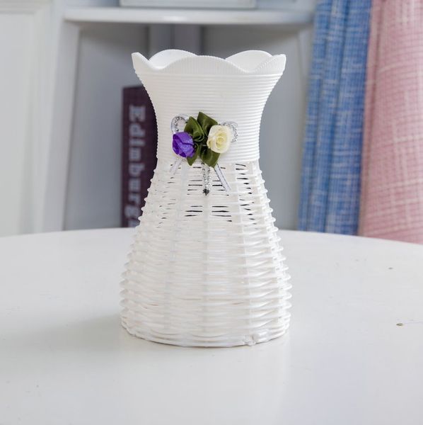 White Rattan Flower Basket Vase Vases Storage For Wedding Party