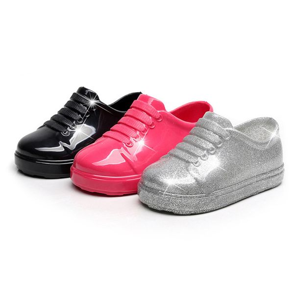 

cute elegant kids melissa shoes solid crystal patent candy shoes for 1.5-5years children boys girls bath beach shoes, Black;red