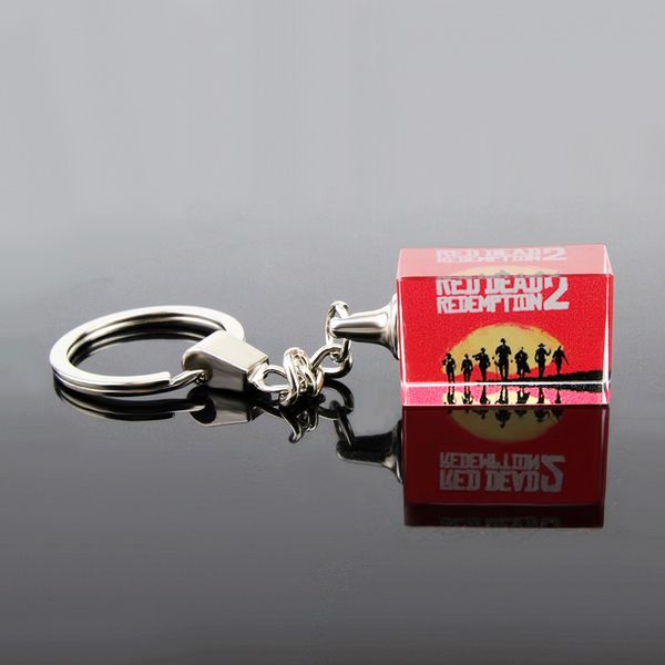 

red dead redemption letter keychain 3d gun model keyring holder fashion chaveiro men car bag sleutelhanger llaveros jewelry, Silver
