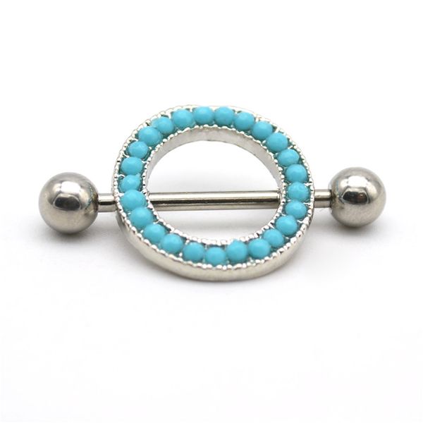 

turquoise nipple rings nipple bar shields fashion body piercing 14g 316l stainless steel wholesale 20pcs per lot, Silver